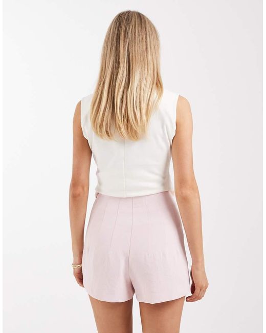 ASOS White Tailored High Waist Corset Seam Detail Shorts