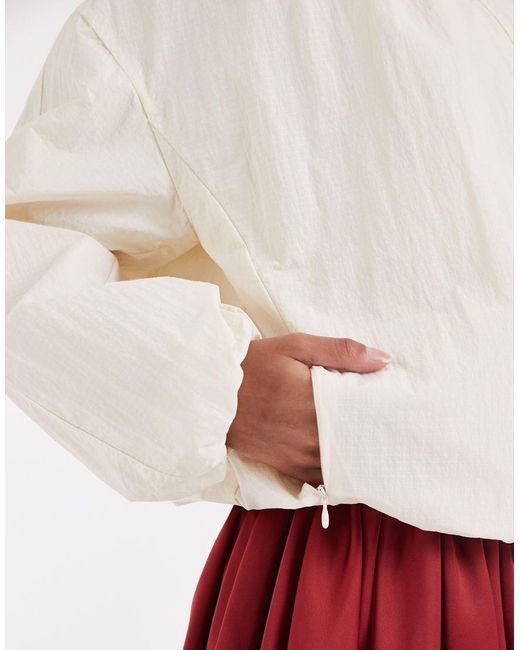 ASOS White Oversized Bubble Hem Track Jacket