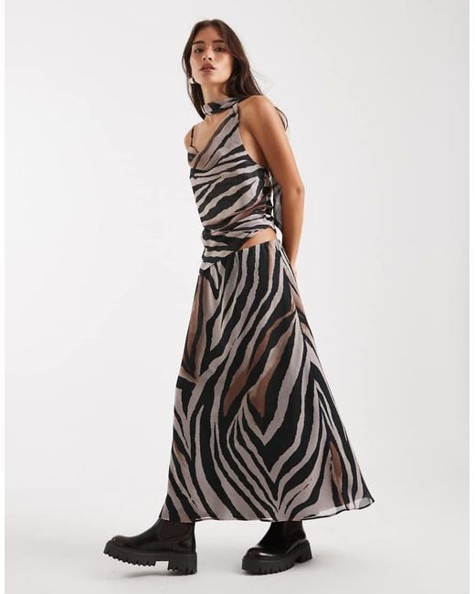 Miss Selfridge White Chiffon Bias Cut Maxi Skirt Co-Ord