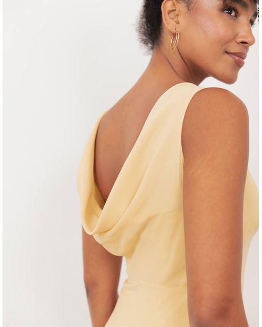 Maya Natural Floral Embroidery Cowl Back Maxi Dress