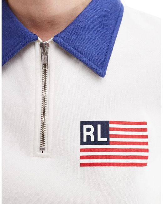 Polo Ralph Lauren White Half Zip With Logo