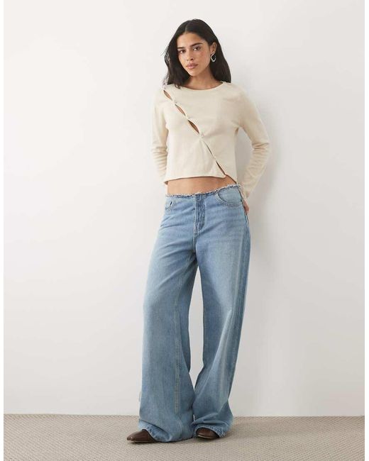 Mango Natural Teen Asymmetric Button Detail Cardigan