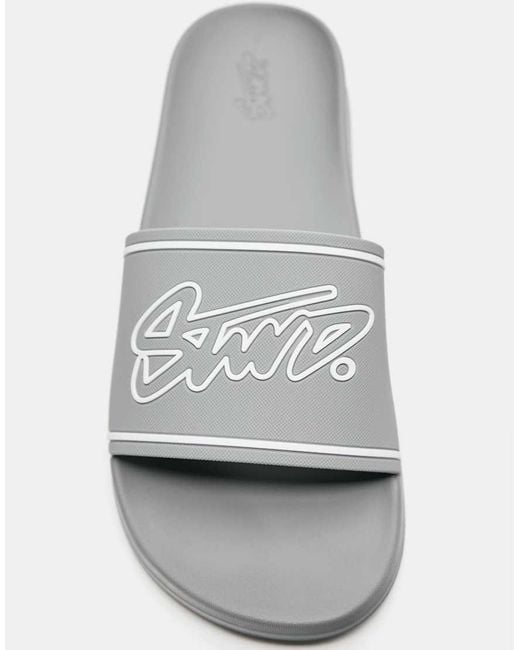 Pull&Bear Gray Stwd Rubberised Sandals for men