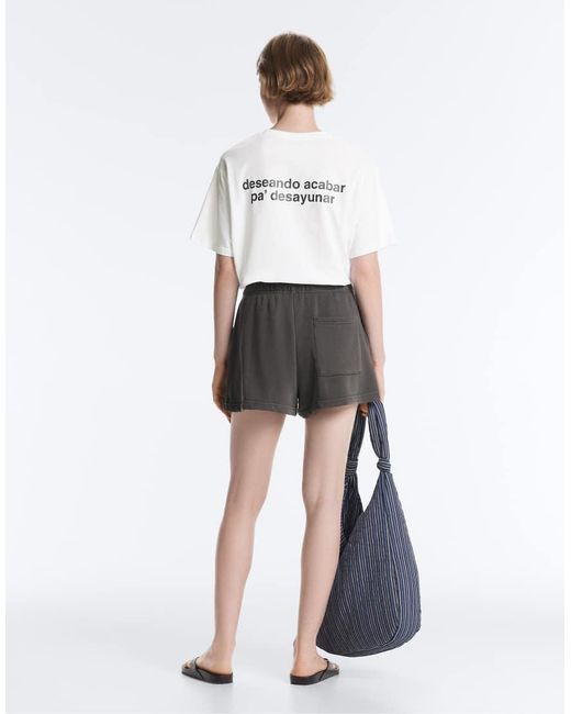 Oysho Gray Cotton Blend Fleece Shorts