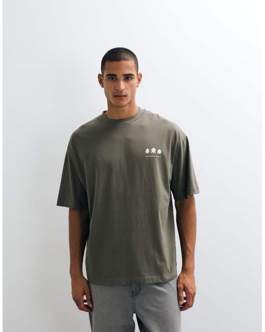 ASOS Gray Oversized T-shirt With Text Back Print for men