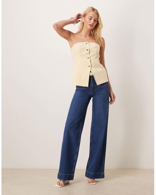 ASOS Blue Asos Design Tall Clean Wide Leg Jeans With Front Pockets