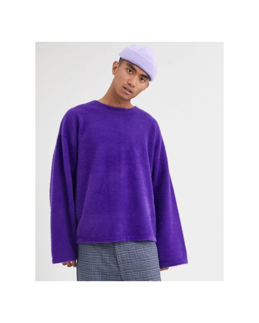 Noak Purple Oversized Fluffy Jumper for men