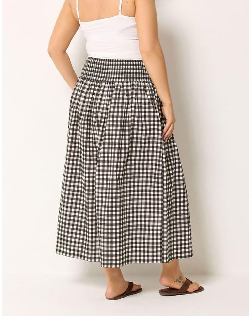 Yours Clothing Brown Gingham Maxi Skirt