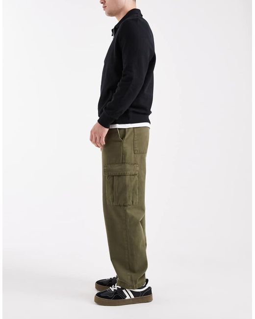 Pantaloni Cargo Affusolati Kaki Vestibilità Comoda di ASOS in Black da Uomo