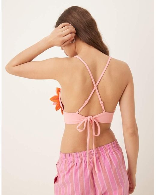 Adidas Originals Pink Crochet Flower Bralet