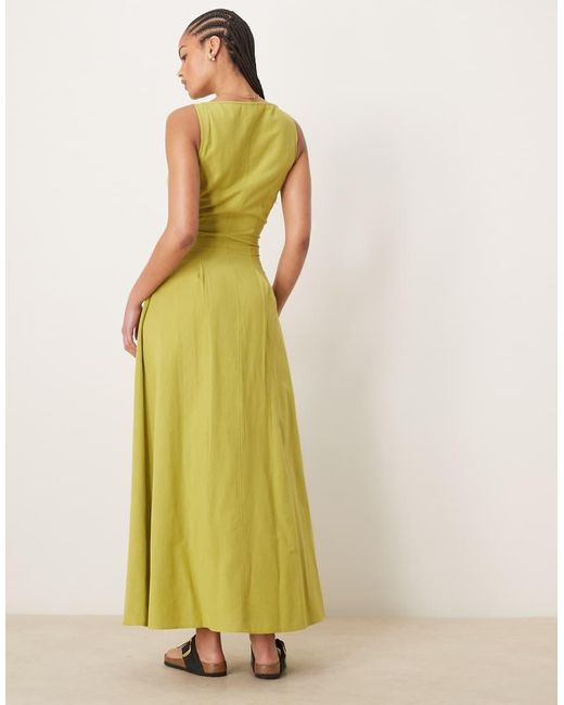 ASOS Green Asos Design Tall Slash Neck Button Down Waistcoat Maxi Dress