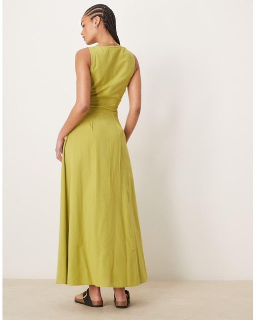 ASOS Green Asos Design Tall Slash Neck Button Down Waistcoat Maxi Dress
