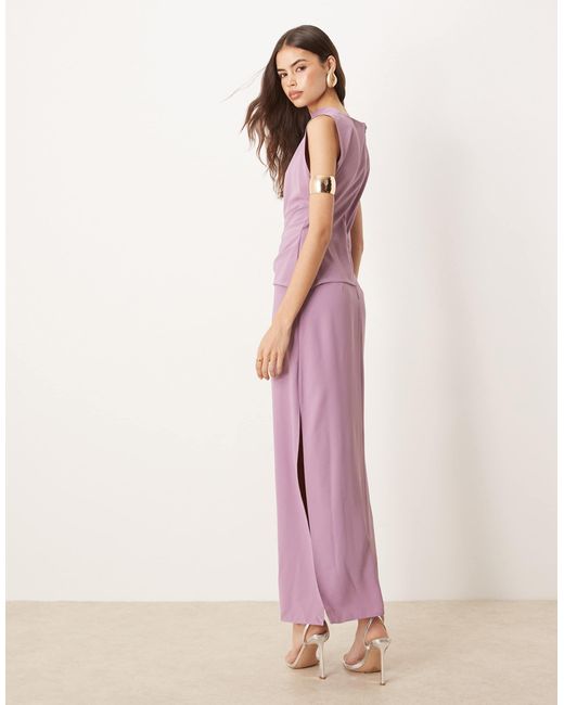 ASOS Pink Asos Design Tall High Neck Drapey Pleated Midi Dress