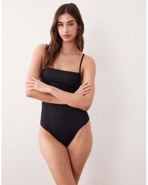 ARKET Black Square Neck Swimsuit
