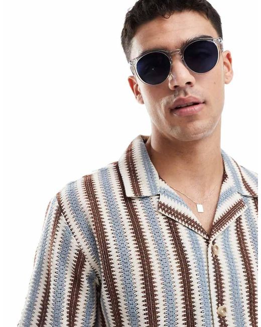 Occhiali Da Sole Rotondi Con Montatura E Lenti Blu di ASOS in Multicolor da Uomo