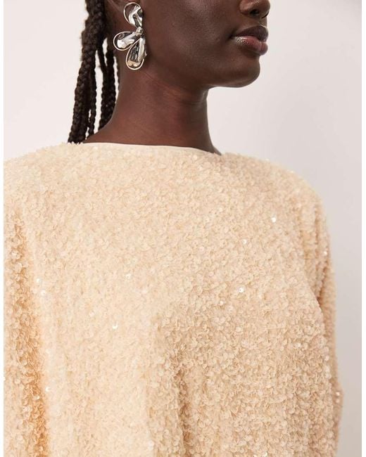 ARRANGE Natural Velvet Allover Sequin Top