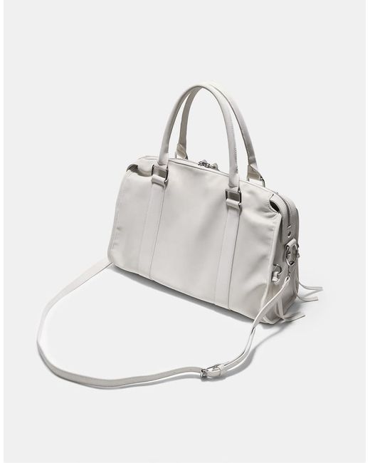 Stradivarius White Maxi Crossbody Bowling Bag
