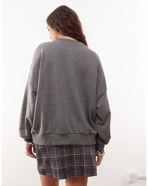 Noisy May Gray Heart Cut-out Sweat