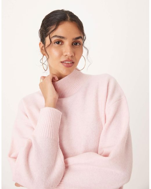 Pull à col montant - clair ASOS en coloris Pink