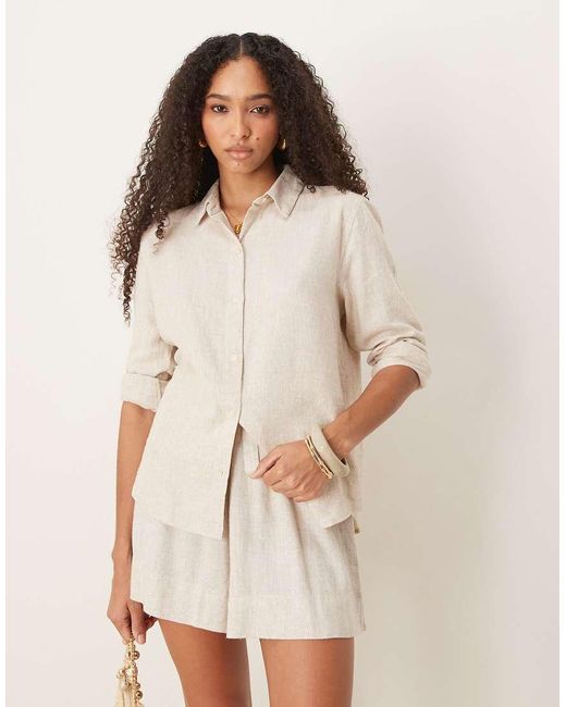 Abercrombie & Fitch Ruimvallend Overhemd Van Linnenmix Met Lange Mouwen in het Natural