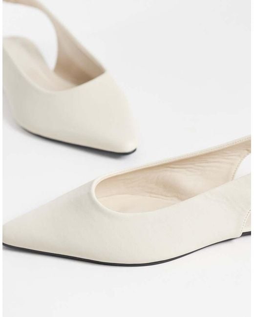 SEQWL Wide Fit White Scar Sling Back Pointed Ballet Flats