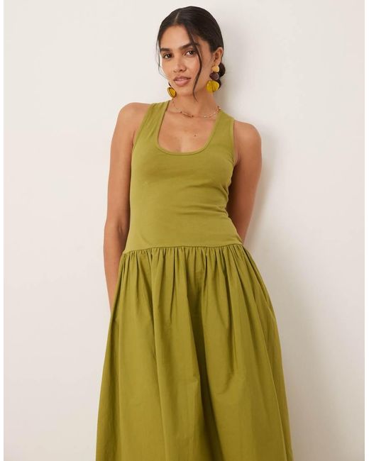 ASOS Green Scoop Neck Hybrid Maxi Dress