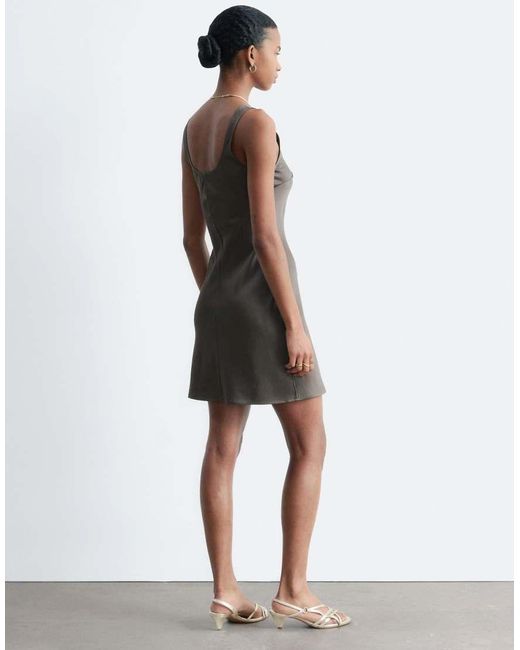 & Other Stories Gray Mini Satin Slip Dress