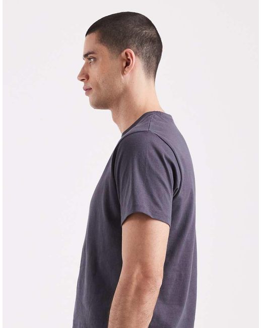 Camiseta Gris Carbón Básica Con Cuello Redondo Essentials De ASOS de hombre de color Blue