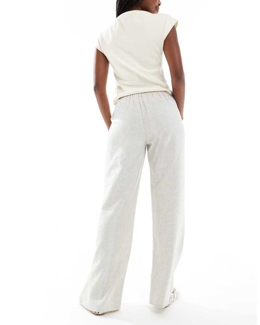 Daisy Street White Linen Blend Mid Rise Pants