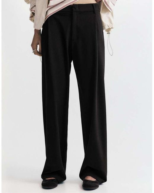 Pull&Bear Black Tailored Darted Pants