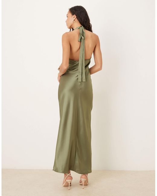 Gina Tricot Green Satin Halterneck Maxi Dress