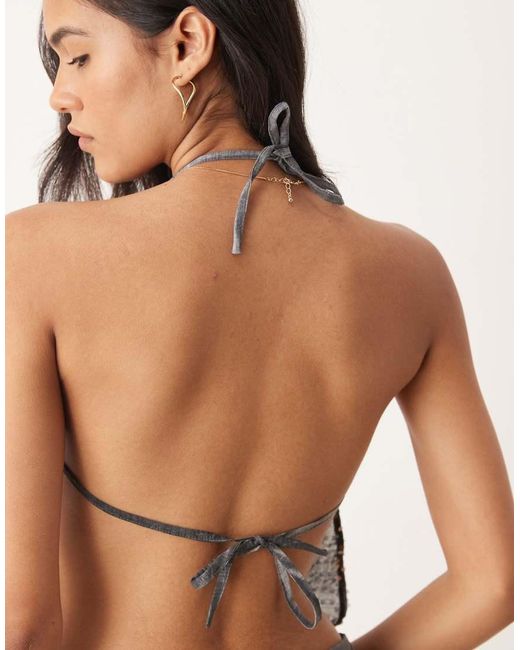 Motel Gray Rafina Chiffon Sequin Halter Top