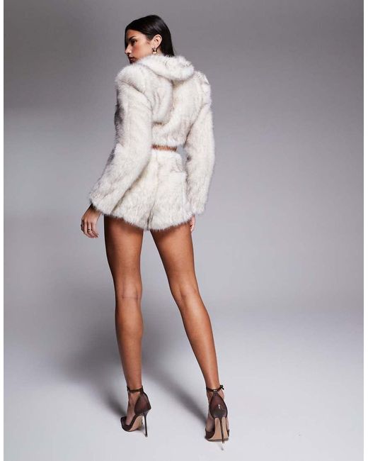 ASOS Gray Co-Ord Faux Fur Hot Pant