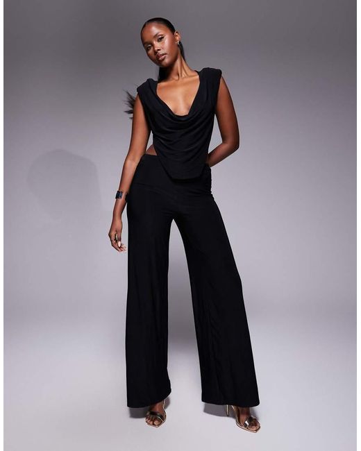 ASOS Blue Slinky Cut Out Jumpsuit