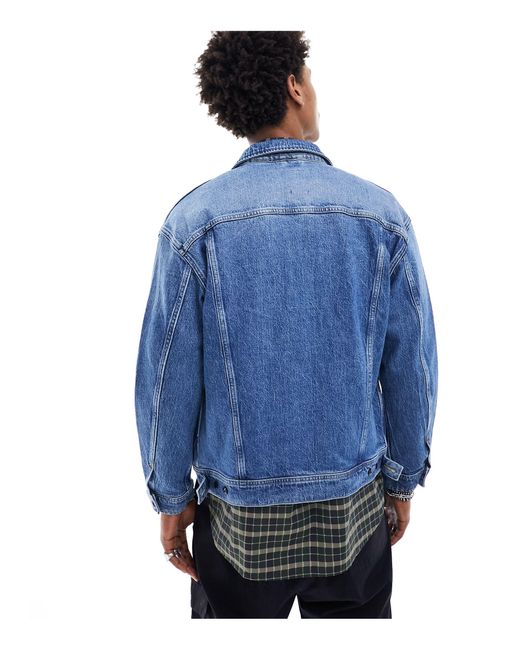 Giacca di jeans vestibilità comoda lavaggio medio di Lee Jeans in Blue da Uomo