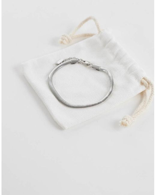 ASOS White Waterproof Stainless Steel Flat Chain Bracelet for men