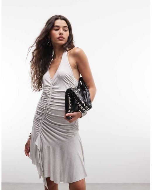 Monki White Asymmetric Jersey Mini Dress