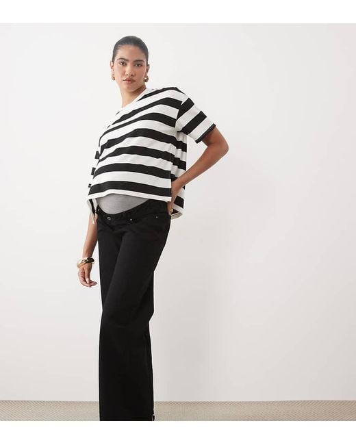 Mama.licious Black Mamalicious Maternity Over The Bump Wide Leg Jeans