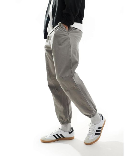 Pull&Bear Gray Cuffed Baggy Trousers for men