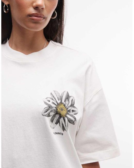 AllSaints Gray Petal Etta Short Sleeve Graphic Logo T-shirt With Back Print