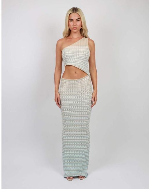 SIMMI Brown One Shoulder Knit Maxi Dress
