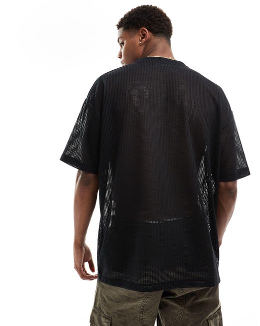 T-shirt oversize en tulle ajouré ASOS pour homme en coloris Black