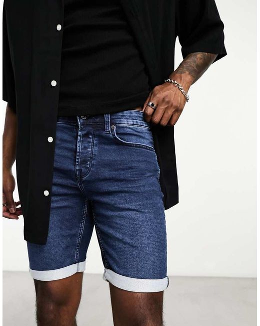 Only & Sons Black Jog Denim Shorts for men