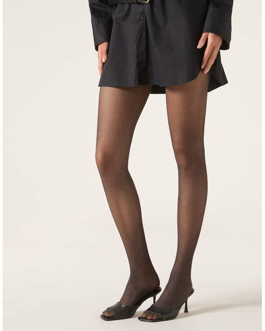 Calzedonia Natural 50 Denier Micronet Tights With Glitter