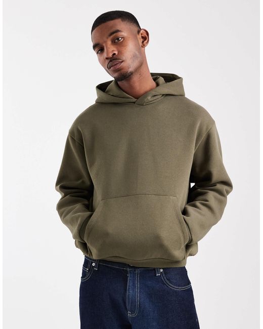 ASOS – kastiger basic-kapuzenpullover in Green für Herren