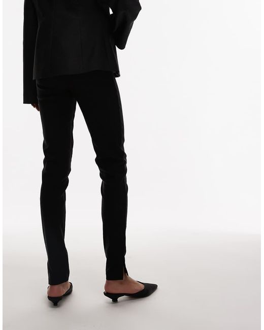 ASOS Black Bengaline Cigarette Trouser With Side Split Detail