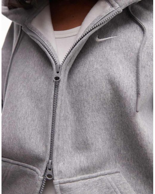 Nike Gray Studio Fleece Heavy Weight Oversized Zip Through Hoodie