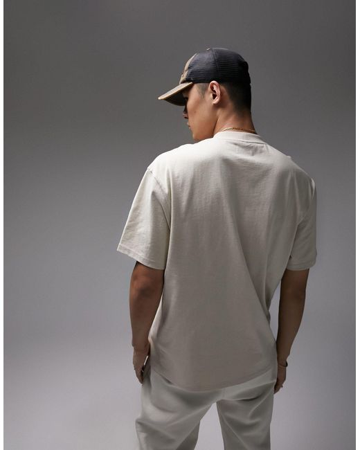 T-shirt oversize grigio pietra di Topman in Gray da Uomo