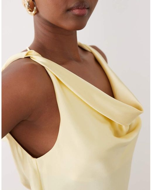 Vila Natural Halter Cowl Neck Satin Maxi Dress