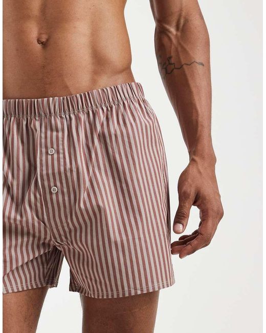 ASOS Brown 2 Pack Woven Boxers for men